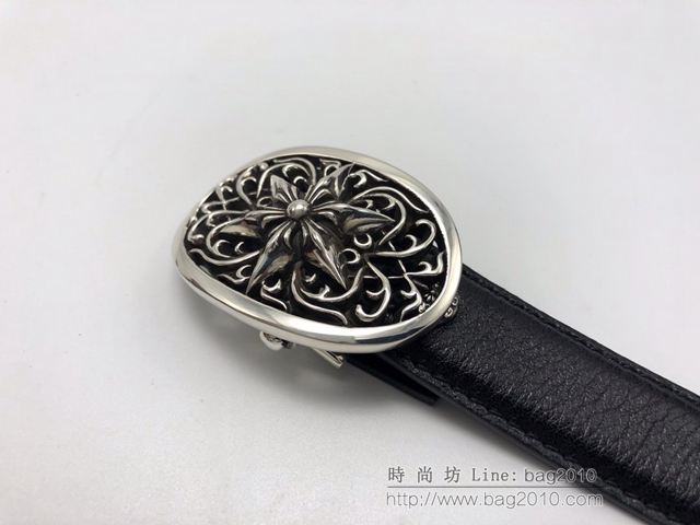 chrome hearts皮帶 克羅心腰帶 純手工製作 克羅心925純銀皮帶  gjc1596